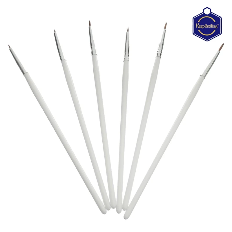 Keep Smiling Detail Liner Brushes – Pack of 6 Pcs Set Paint Brushes In Various Sizes Fine Tipped Size #0 , #00 , #000 (KS-95)